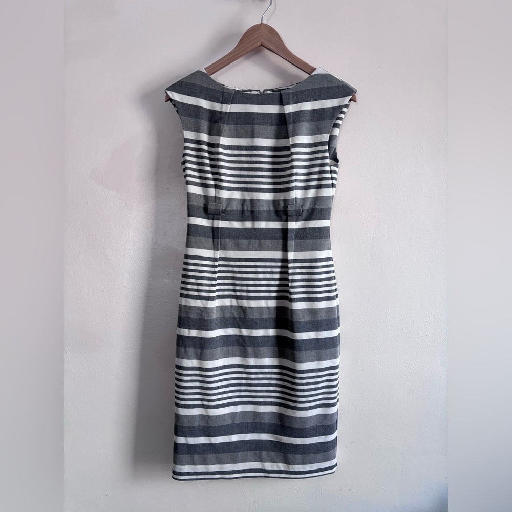 Calvin Klein Black and‎ White Striped Midi Sheath Dress size 4
